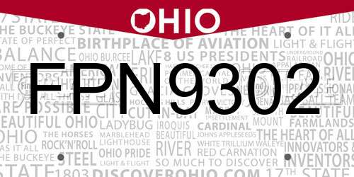 FPN9302 Ohio License Plate