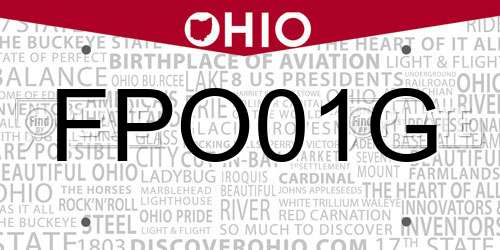 FPO01G Ohio License Plate