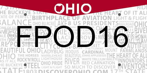 FPOD16 Ohio License Plate