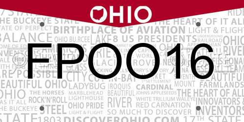FPOO16 Ohio License Plate