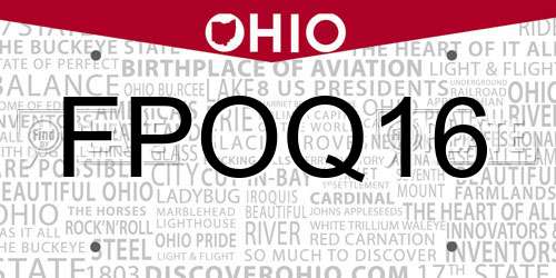 FPOQ16 Ohio License Plate