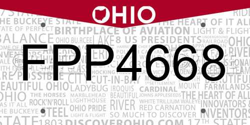 FPP4668 Ohio License Plate