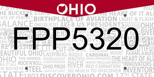 FPP5320 Ohio License Plate