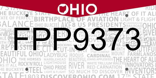 FPP9373 Ohio License Plate
