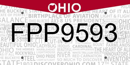 FPP9593 Ohio License Plate