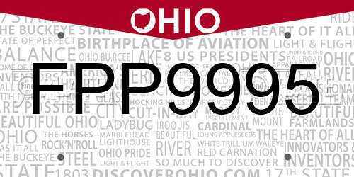 FPP9995 Ohio License Plate