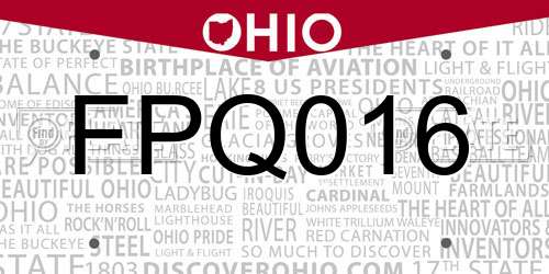 FPQ016 Ohio License Plate