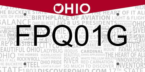 FPQ01G Ohio License Plate