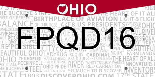 FPQD16 Ohio License Plate