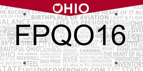 FPQO16 Ohio License Plate