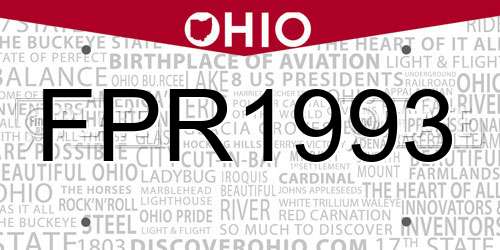 FPR1993 Ohio License Plate