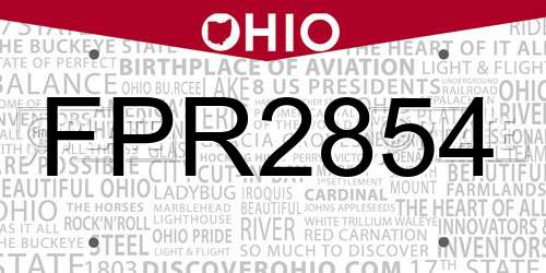 FPR2854 Ohio License Plate
