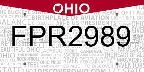 FPR2989 Ohio License Plate