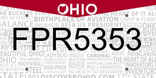 FPR5353 Ohio License Plate