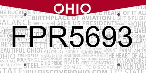 FPR5693 Ohio License Plate