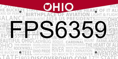 FPS6359 Ohio License Plate