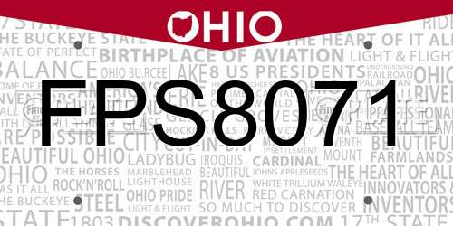 FPS8071 Ohio License Plate