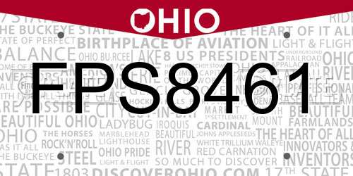FPS8461 Ohio License Plate