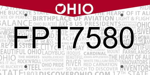 FPT7580 Ohio License Plate