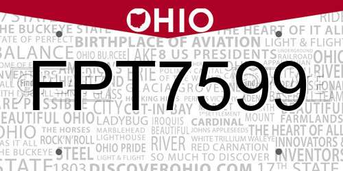 FPT7599 Ohio License Plate