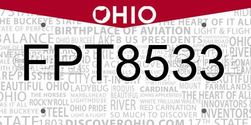 FPT8533 Ohio License Plate