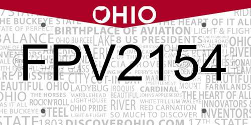 FPV2154 Ohio License Plate