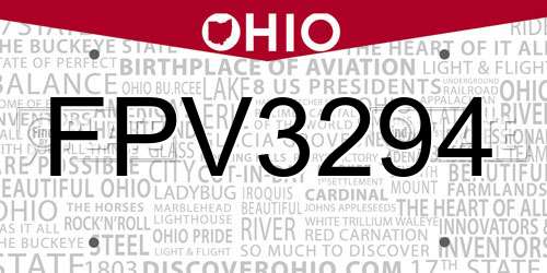 FPV3294 Ohio License Plate