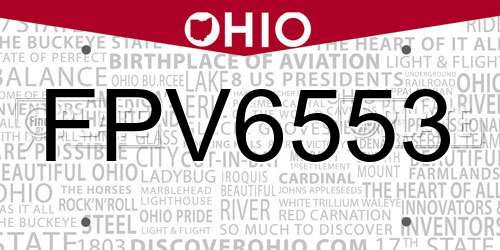 FPV6553 Ohio License Plate