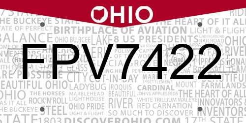 FPV7422 Ohio License Plate