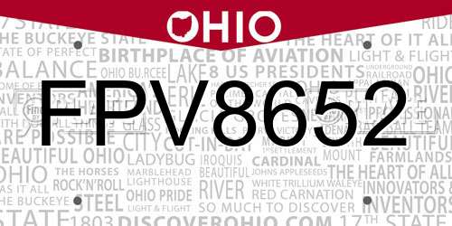 FPV8652 Ohio License Plate