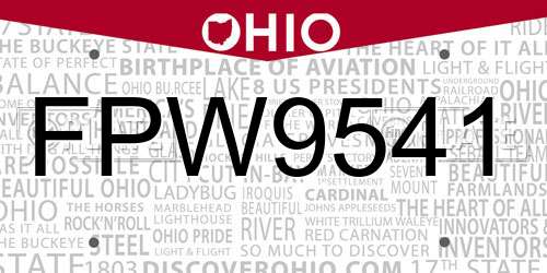 FPW9541 Ohio License Plate