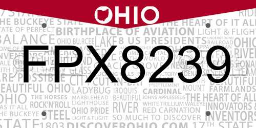 FPX8239 Ohio License Plate