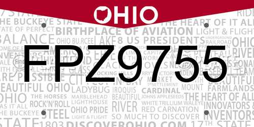 FPZ9755 Ohio License Plate