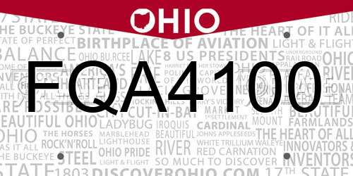 FQA4100 Ohio License Plate