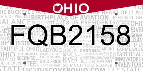 FQB2158 Ohio License Plate