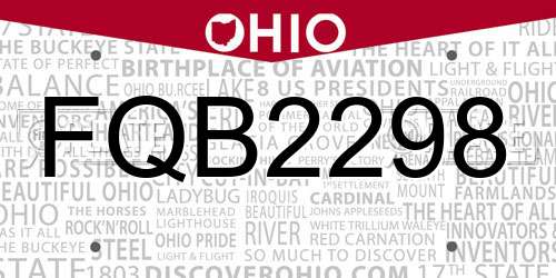 FQB2298 Ohio License Plate