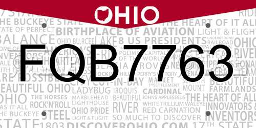 FQB7763 Ohio License Plate