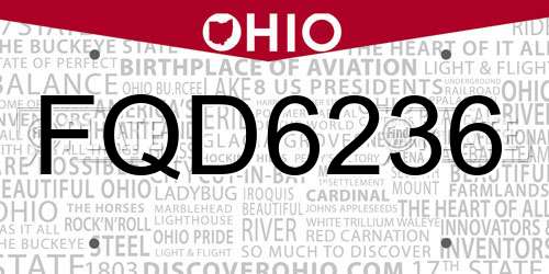 FQD6236 Ohio License Plate