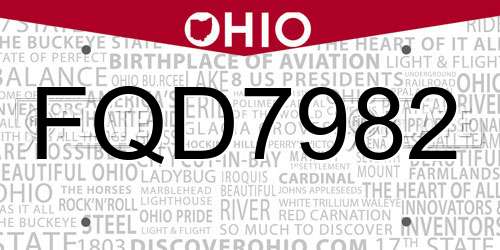 FQD7982 Ohio License Plate