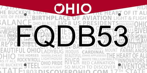 FQDB53 Ohio License Plate