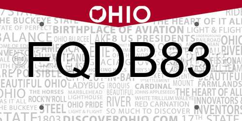 FQDB83 Ohio License Plate