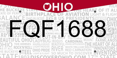 FQF1688 Ohio License Plate