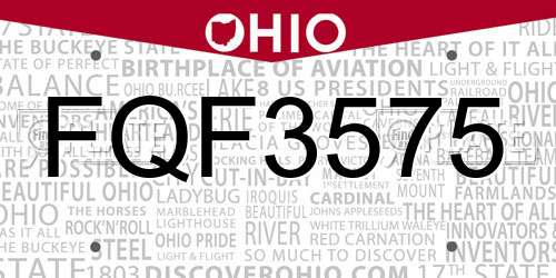 FQF3575 Ohio License Plate