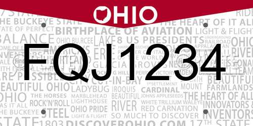 FQJ1234 Ohio License Plate