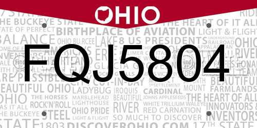 FQJ5804 Ohio License Plate