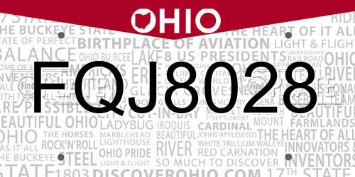 FQJ8028 Ohio License Plate