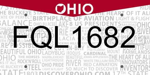 FQL1682 Ohio License Plate