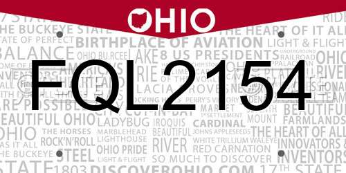 FQL2154 Ohio License Plate