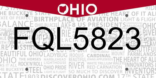 FQL5823 Ohio License Plate