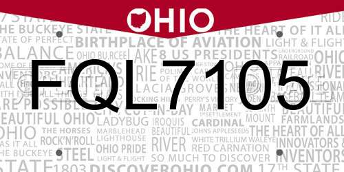 FQL7105 Ohio License Plate
